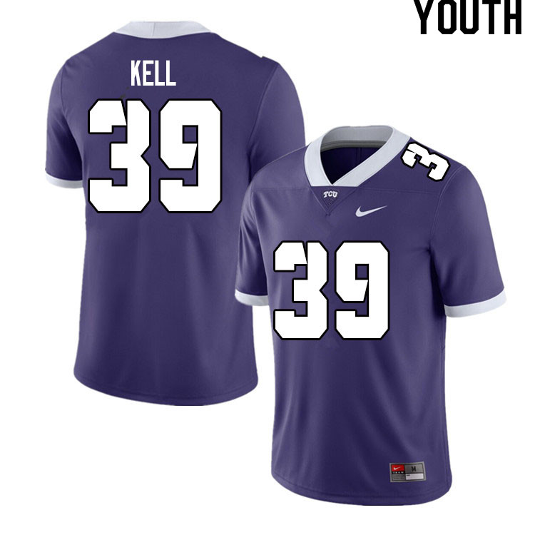 Youth #39 Griffin Kell TCU Horned Frogs College Football Jerseys Sale-Purple